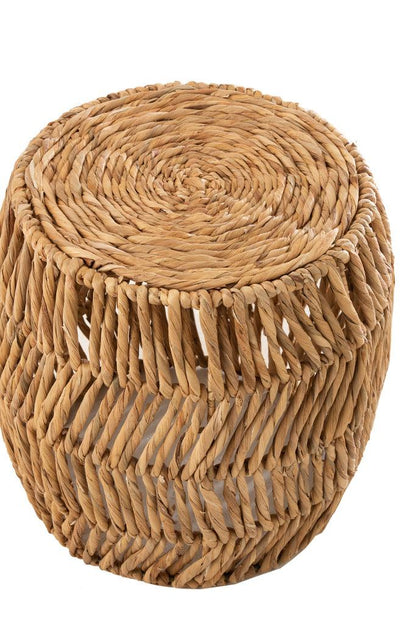 Kruk/Bijzettafel Maurice Rond Waterhyacint Naturel - Bijzettafel - J-Line - livinglovely.nl