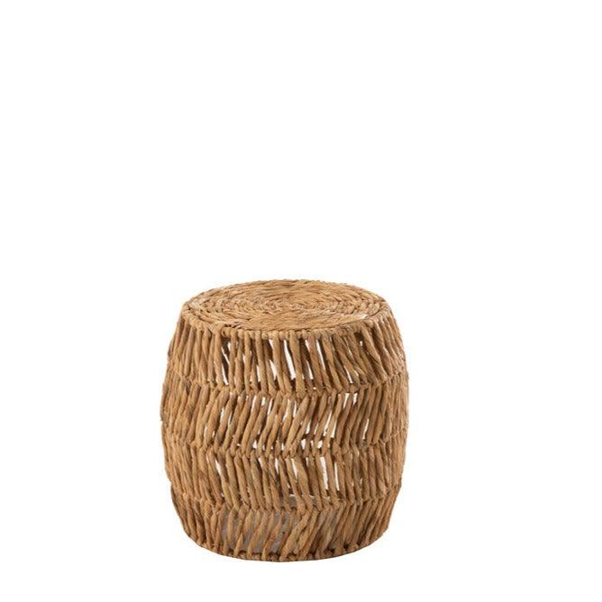 Kruk/Bijzettafel Maurice Rond Waterhyacint Naturel - Bijzettafel - J-Line - livinglovely.nl