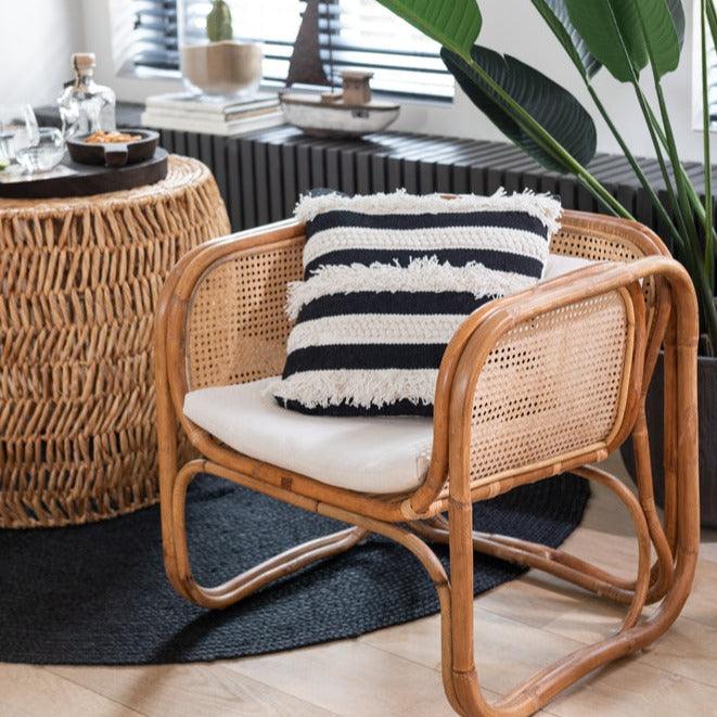 Kruk/Bijzettafel Maurice Rond Waterhyacint Naturel - Bijzettafel - J-Line - livinglovely.nl