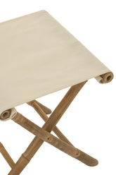Krukje opvouwbaar - bamboe & textiel - naturel & wit - Kruk - J-Line - livinglovely.nl
