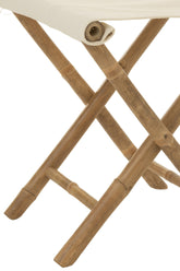 Krukje opvouwbaar - bamboe & textiel - naturel & wit - Kruk - J-Line - livinglovely.nl