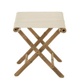 Krukje opvouwbaar - bamboe & textiel - naturel & wit - Kruk - J-Line - livinglovely.nl