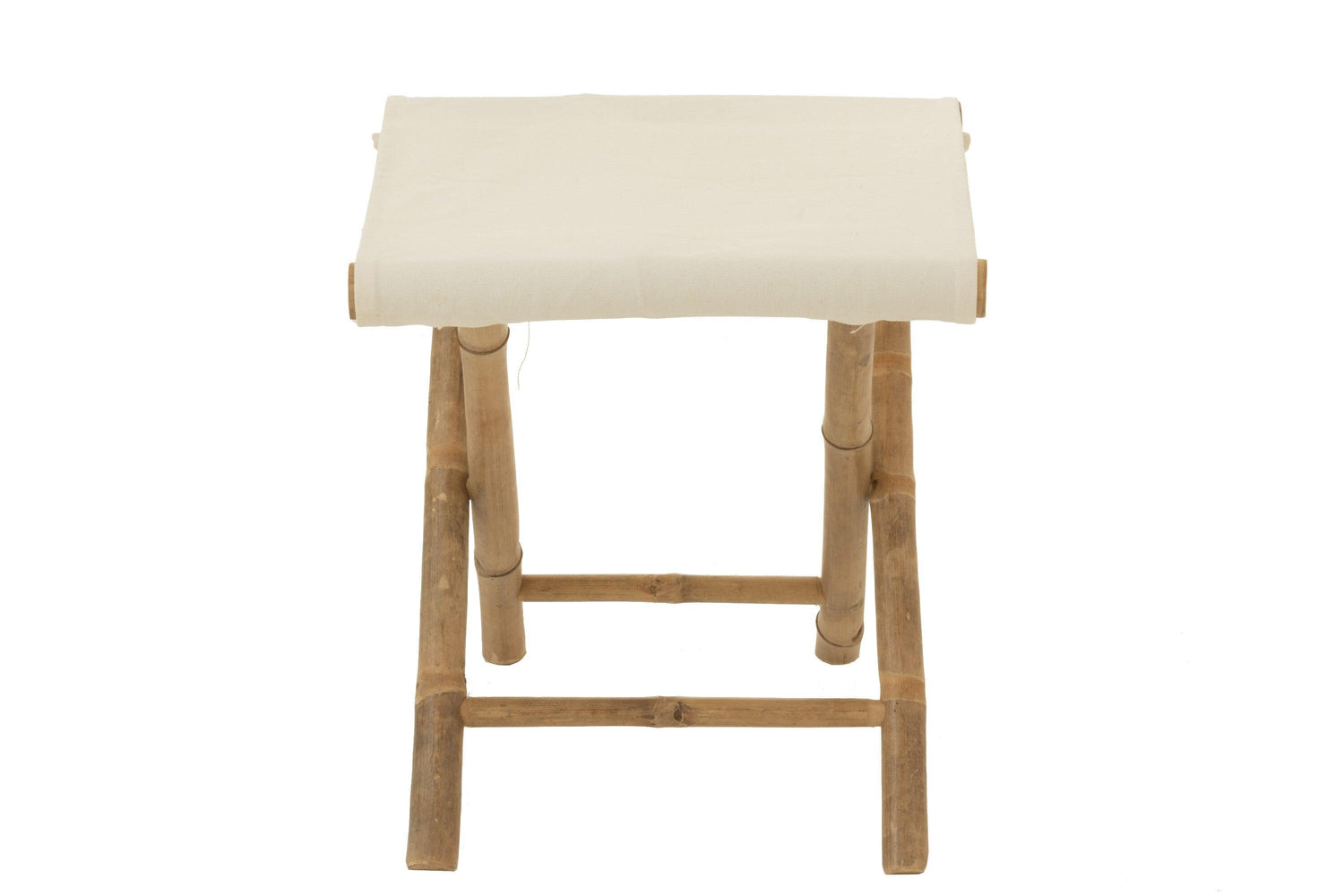 Krukje opvouwbaar - bamboe & textiel - naturel & wit - Kruk - J-Line - livinglovely.nl