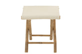 Krukje opvouwbaar - bamboe & textiel - naturel & wit - Kruk - J-Line - livinglovely.nl