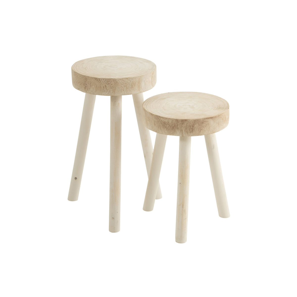 Hocker Paulownia-Holz Weiß 2er-Set J-Line
