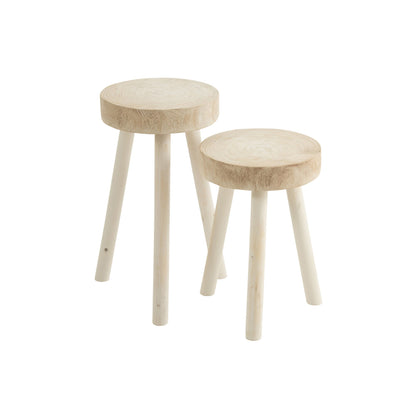Hocker Paulownia-Holz Weiß 2er-Set J-Line