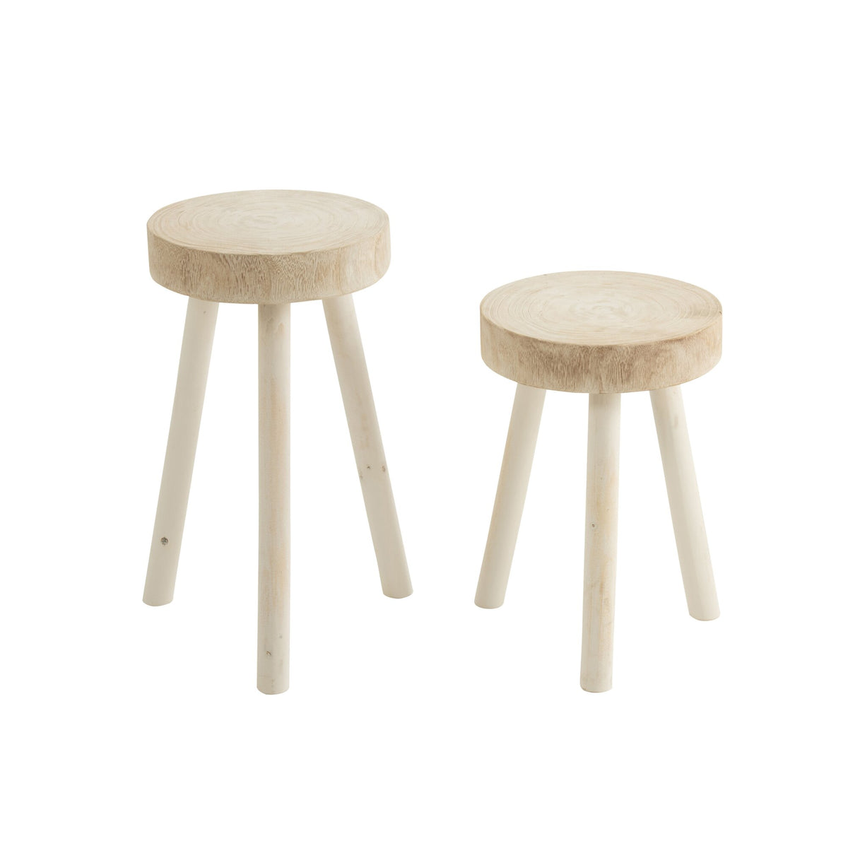Hocker Paulownia-Holz Weiß 2er-Set J-Line