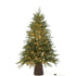 Kunstkerstboom 600 Led Op Voet Donkergroen van J-Line, volle groene boom van 150cm met leds