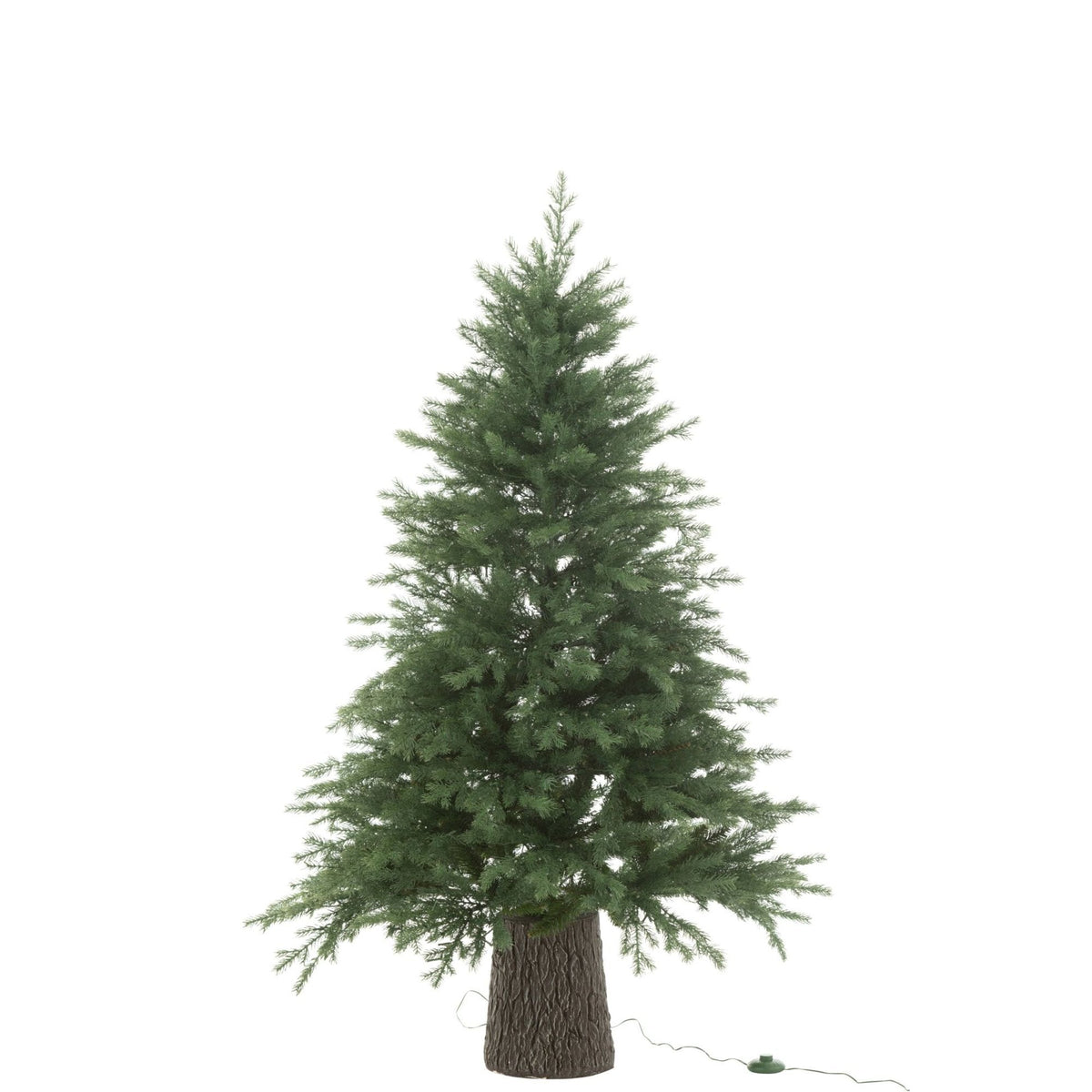 Donkergroene kunstkerstboom van J-Line, zijaanzicht op witte achtergrond