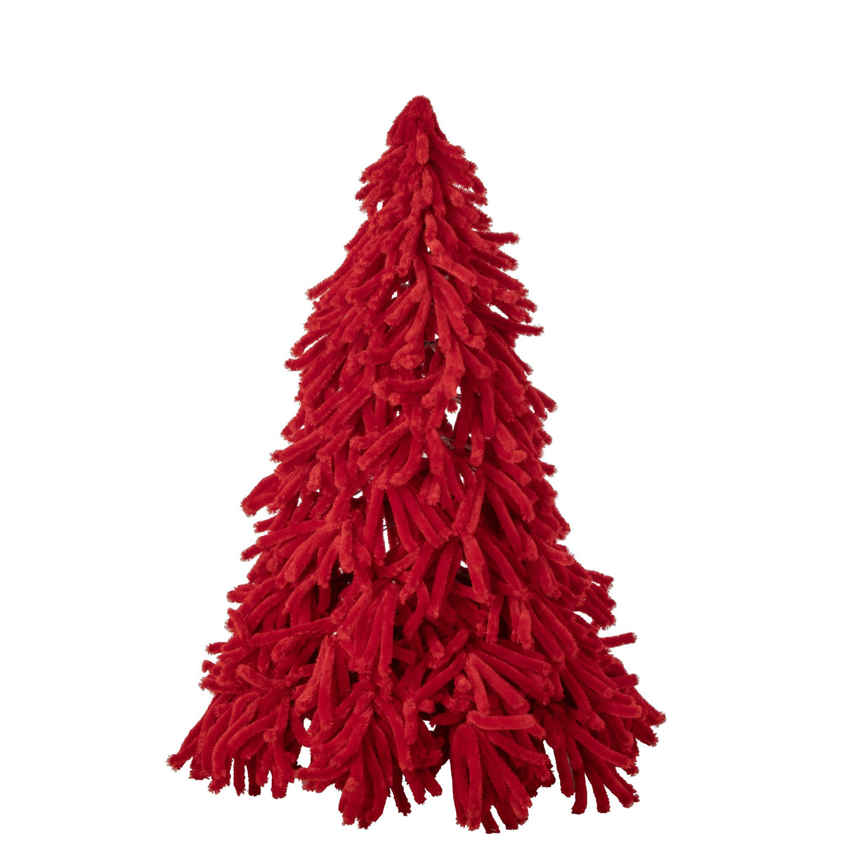 Fluffy kunstkerstboom van J-Line in rood, 180cm hoog met zachte polyester afwerking