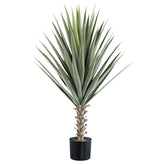 Kunstplant yucca van PTMD in groen met zwarte pot, 118 cm hoog
