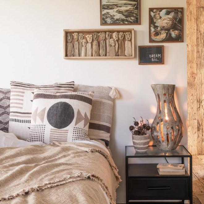 Kussen Afrikaans Grafisch Pijl Katoen Beige / Bruin - Kussen - J-Line - livinglovely.nl