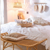 Kussen Bloem Abstract Jute Naturel/Beige - Kussen - J-Line - livinglovely.nl