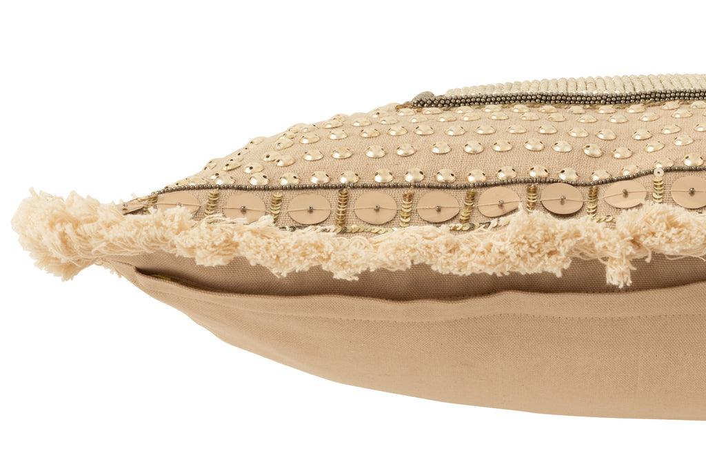 Kussen Boord Ibiza Katoen Beige/Wit - Kussen - J-Line - livinglovely.nl