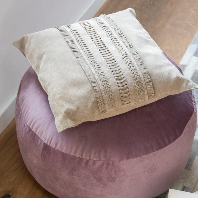 Kussen Boord Vierkant Leer Lichtgrijs - Kussen - J-Line - livinglovely.nl