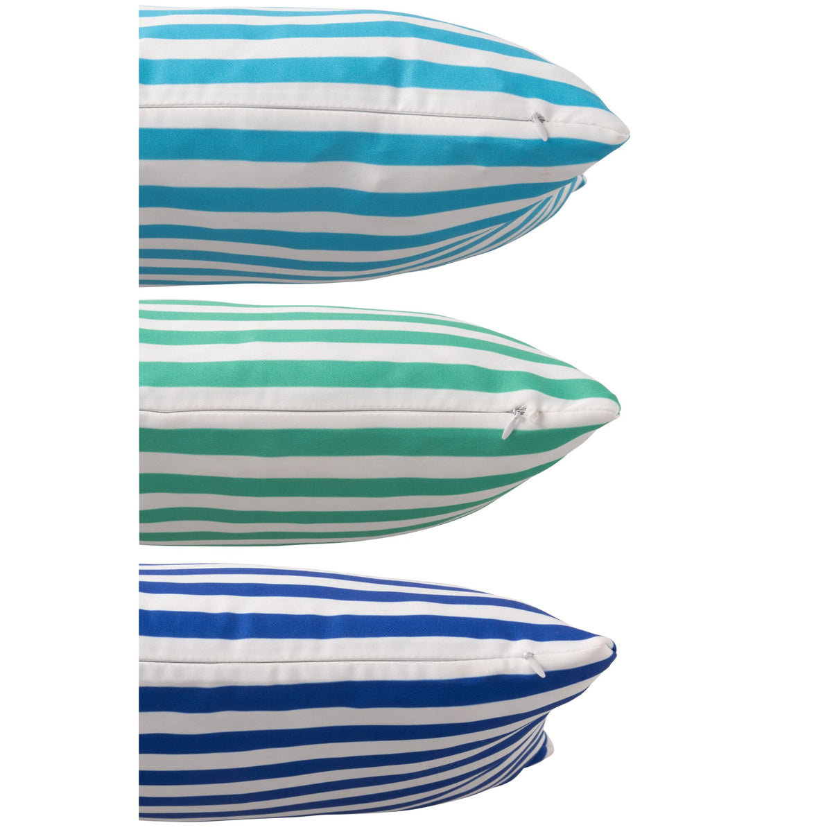 Kussen Buiten Rechthoek Gestreept Polyester Blauw/Groen Assortiment Van 3 J-Line
