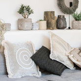 Kussen Circle Ibiza Cotton White/Beige - Kussen - J-Line - livinglovely.nl