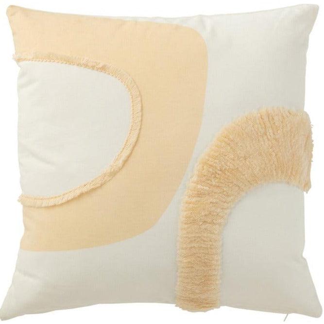 Kussen Cirkel Textiel Wit/Beige - Kussen - J-Line - livinglovely.nl