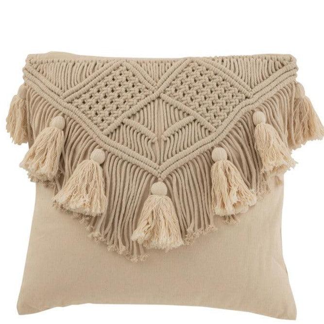 Kussen Cosy Katoen Beige Small - Kussen - J-Line - livinglovely.nl