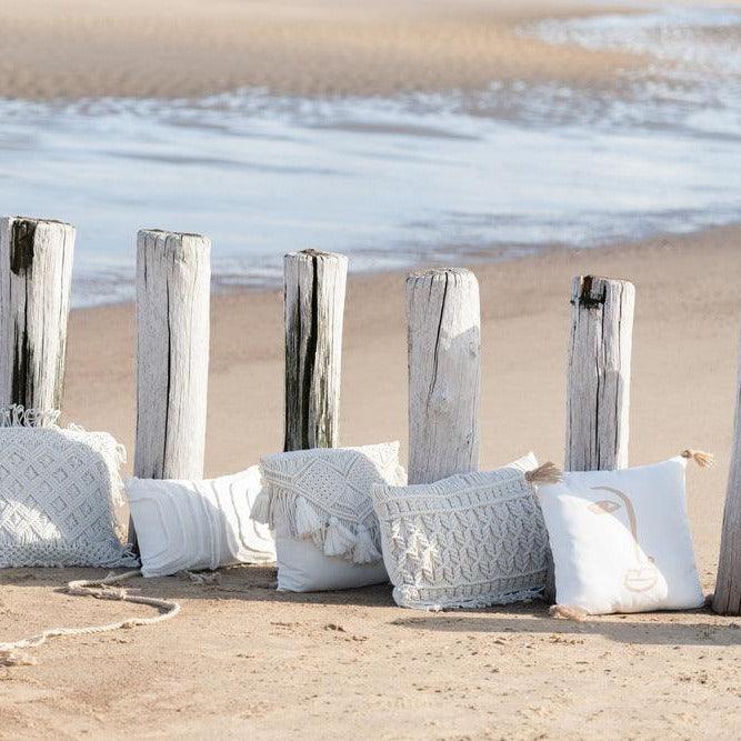 Kussen Cosy Katoen Gebroken Wit Small - Kussen - J-Line - livinglovely.nl