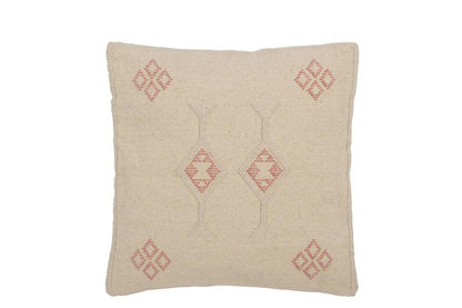 Kussen Diamanten + Pijlen Katoen Creme/Roze - Kussen - J-Line - livinglovely.nl
