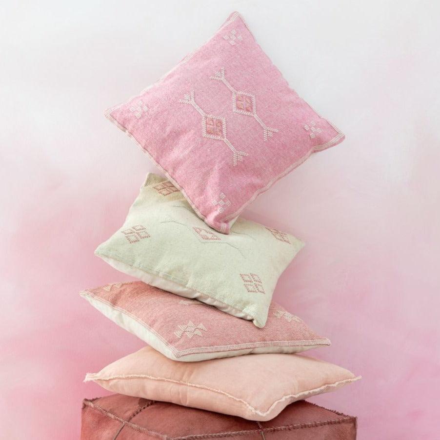 Kussen Diamanten+Pijlen Katoen Perzik Roze - Kussen - J-Line - livinglovely.nl