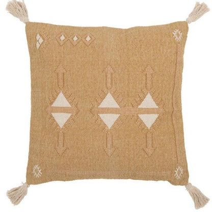 Kussen Driehoeken &amp; Kwastjes Katoen Natural/Wit - Kussen - J-Line - livinglovely.nl