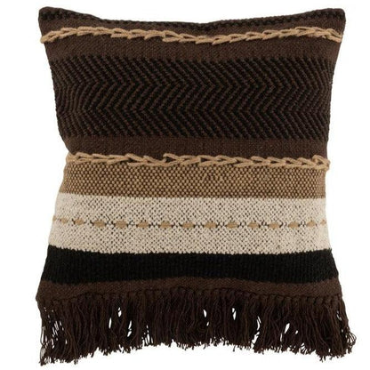 Kussen Etnic Katoen Bruin/Zwart/Beige - Kussen - J-Line - livinglovely.nl