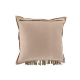 Kussen Franjes Vierkant Leer Lichtgrijs - Kussen - J-Line - livinglovely.nl