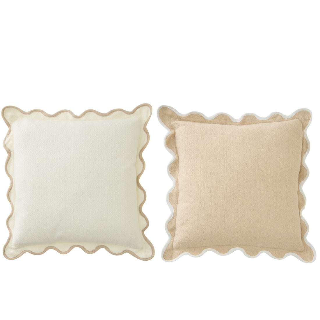 Kissen Geschulpt Baumwolle Weiß/Beige Assortiment von J-Line