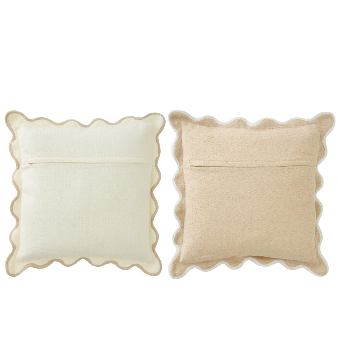 Kissen Geschulpt Baumwolle Weiß/Beige Assortiment von J-Line
