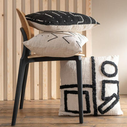 Kussen Grafisch Tekening 1 Katoen Zwart - Kussen - J-Line - livinglovely.nl