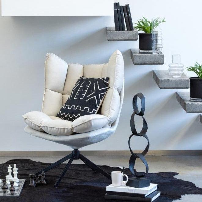 Kussen Grafisch Tekening 2 Katoen Zwart - Kussen - J-Line - livinglovely.nl