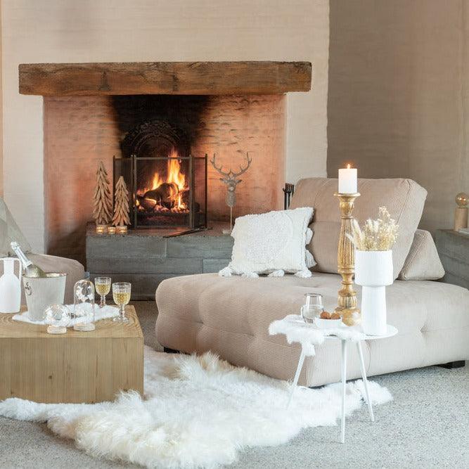 Kussen Kwast Polyester Wit - Kussen - J-Line - livinglovely.nl