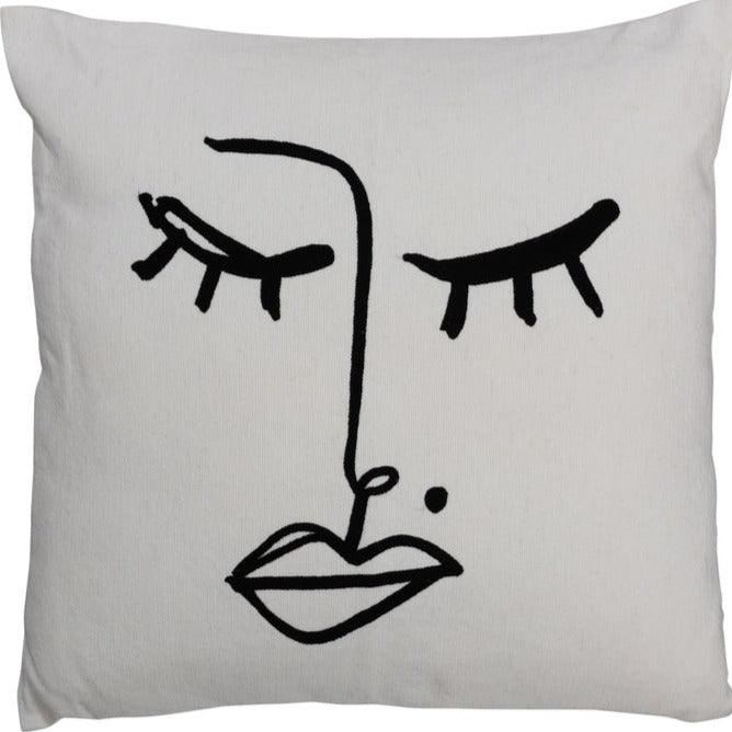 Kussen Melissa Katoen Zwart/Wit - Kussen - J-Line - livinglovely.nl