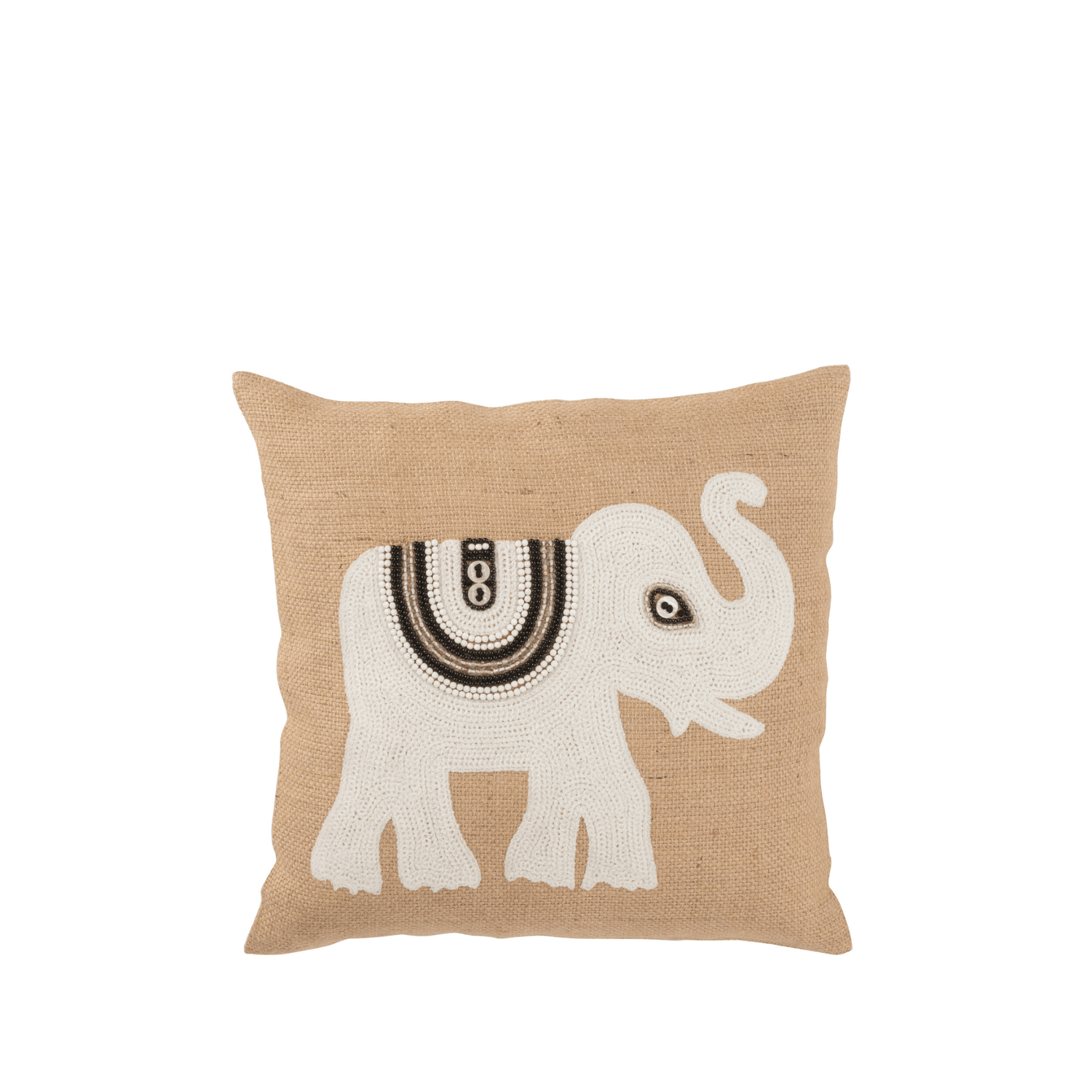 Kussen Olifant Textiel Naturel/Wit Small - Kussen - J-Line - livinglovely.nl