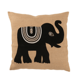 Kussen Olifant Textiel Naturel/Zwart Large - Kussen - J-Line - livinglovely.nl