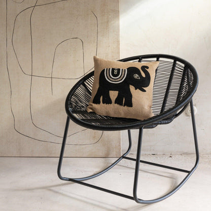 Kussen Olifant Textiel Naturel/Zwart Small - Kussen - J-Line - livinglovely.nl