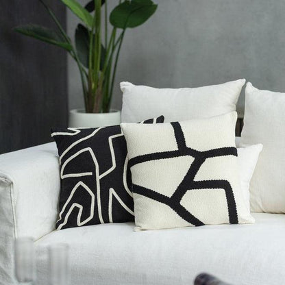 Kussen Streep - wit/zwart - Kussen - J-Line - livinglovely.nl