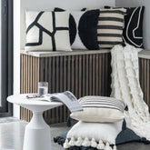 Kussen Streep - wit/zwart - Kussen - J-Line - livinglovely.nl