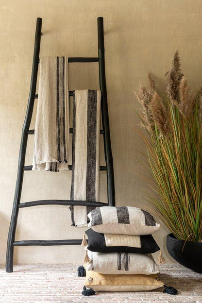 Kussen Strepen Linnen Beige Vierkant - Kussen - J-Line - livinglovely.nl