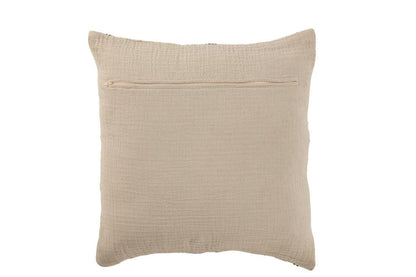 Kussen Strepen Linnen Beige Vierkant - Kussen - J-Line - livinglovely.nl