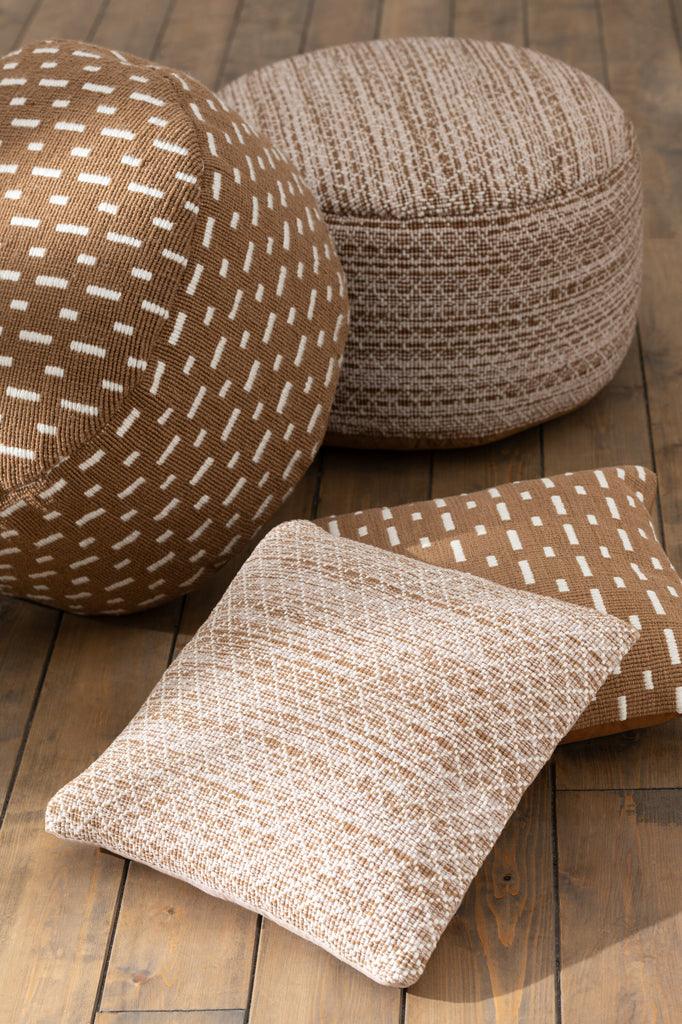 Kussen Vierkanten Outdoor Polyester Bruin/Wit - Outdoor kussen - J-Line - livinglovely.nl