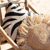Kussen Zebra Vierkant Leer Zwart / Wit - Kussen - J-Line - livinglovely.nl