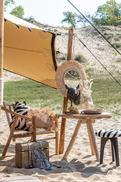 Kussen Zebra Vierkant Leer Zwart / Wit - Kussen - J-Line - livinglovely.nl