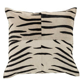 Kussen Zebra Vierkant Leer Zwart / Wit - Kussen - J-Line - livinglovely.nl