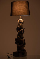 Lamp 3 Olifanten Pol Bruin - Tafellamp - J-Line - livinglovely.nl