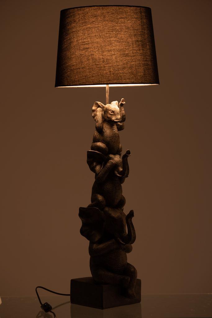 Lamp 3 Olifanten Pol Bruin - Tafellamp - J-Line - livinglovely.nl
