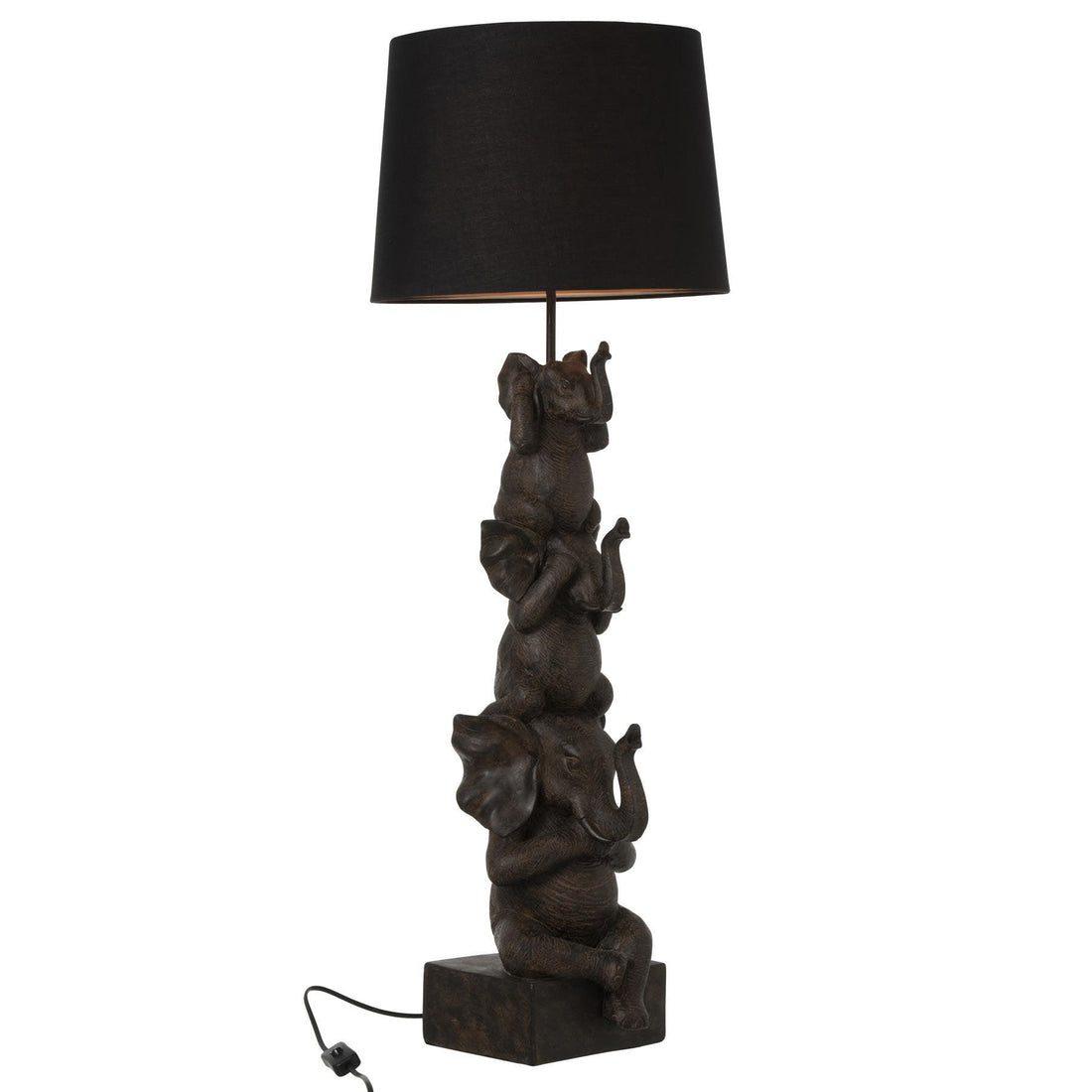 Lamp 3 Olifanten Pol Bruin - Tafellamp - J-Line - livinglovely.nl