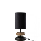 Lamp Jade Ijzer/Dennenhout Zwart/Naturel - Tafellamp - J-Line - livinglovely.nl